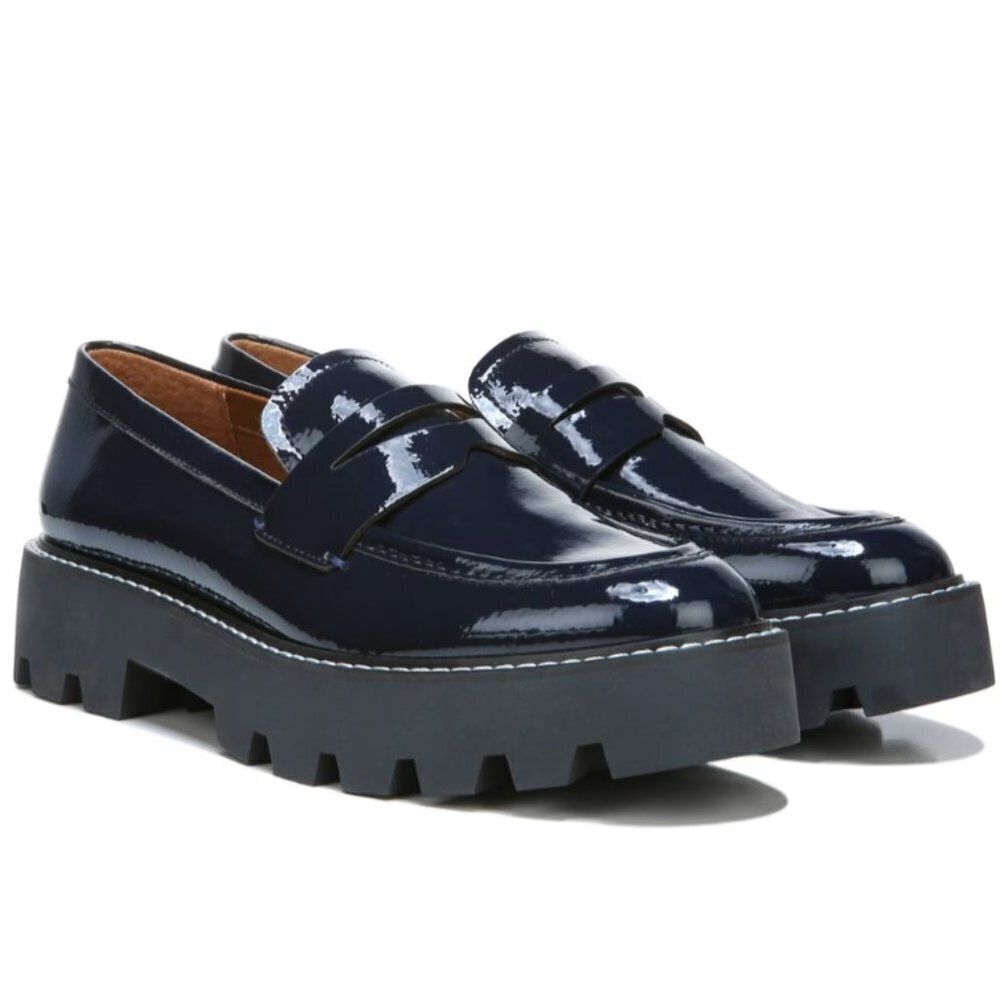 FRANCO SARTO Balin Lug Sole Loafers MIDNIGHT FAUX PATENT